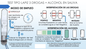 Test Lápiz medidor de Alcohol y 3 Drogas en Saliva, ACCUBIOTECH